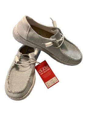 Hey Dude Lightweight Knit Slip-On Moccasins in Light Beige
